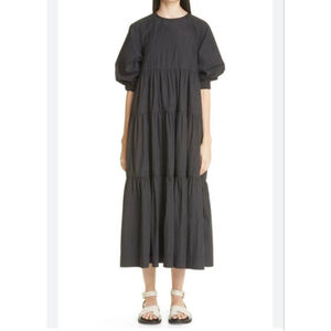 Women's CO Essentials Black Tiered Midi Dress L
